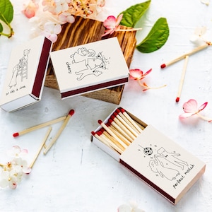Scatole di fiammiferi personalizzate / Arte di fiammiferi personalizzati / Schizzo / Fiammiferi personalizzati / Scatole di fiammiferi personalizzate / Bomboniere per matrimoni all'ingrosso / Souvenir per matrimoni
