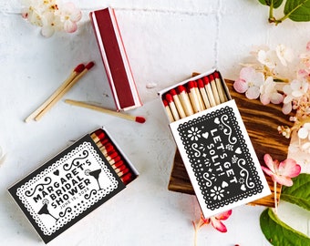 Personalized wedding matchboxes - Party favours - Souvenirs for guests - Elegant wedding design.
