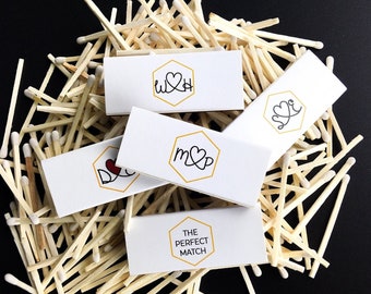 Monogram Wedding Matchboxes - Personalized Monogram Favors - Custom Handwritten design matchboxes