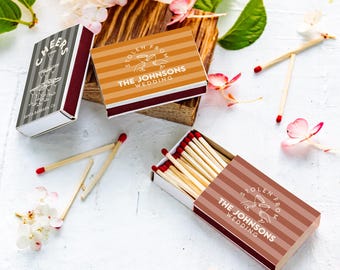 Cajas de cerillas personalizadas para bodas, recuerdos de boda personalizados, cerillas para brindis con champán, obsequios para bolsas de bienvenida de boda, colores y fuentes personalizadas.
