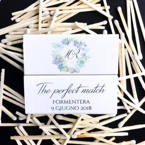 Floral Personalized Wedding matchboxes -  Custom Text Floral Matchboxes With Names and Date