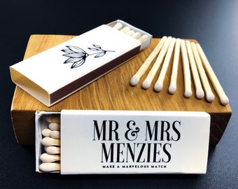 Personalized Mr and Mrs Matchboxes - Custom Design Mr&Mrs Matches - Wedding Favors