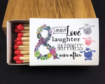 Custom Sparks Flew Wedding Matches - Personalized Sparkler Matches - Customized Print Matchbox