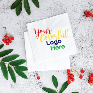 Set di 50 tovaglioli personalizzati con logo colorato * tovaglioli fotografici * tovaglioli personalizzati * tovaglioli da cocktail logo