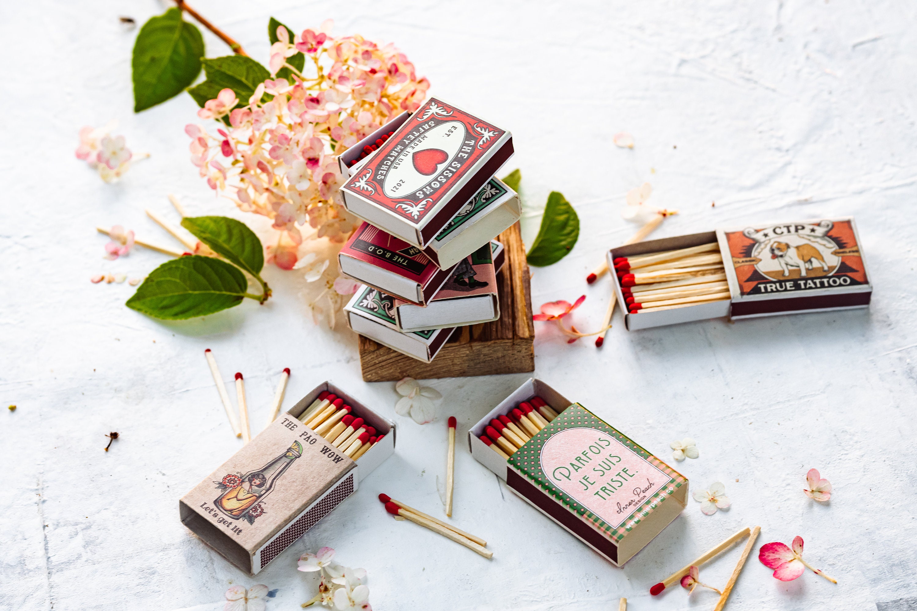Bulk Custom Vintage Matches - Personalized Matchboxes -  Favor Matchboxes - Vintage Decor - Bridal Shower - Boho wedding - Rustic wedding