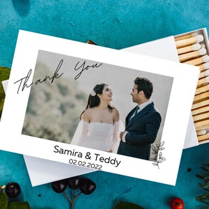 Ensemble de 5 GRANDES boîtes d’allumettes de mariage « MERCI ». Faveur de mariage. Boîtes d’allumettes photo. Correspondances personnalisées. Décorations de mariage. Cadeaux de mariage