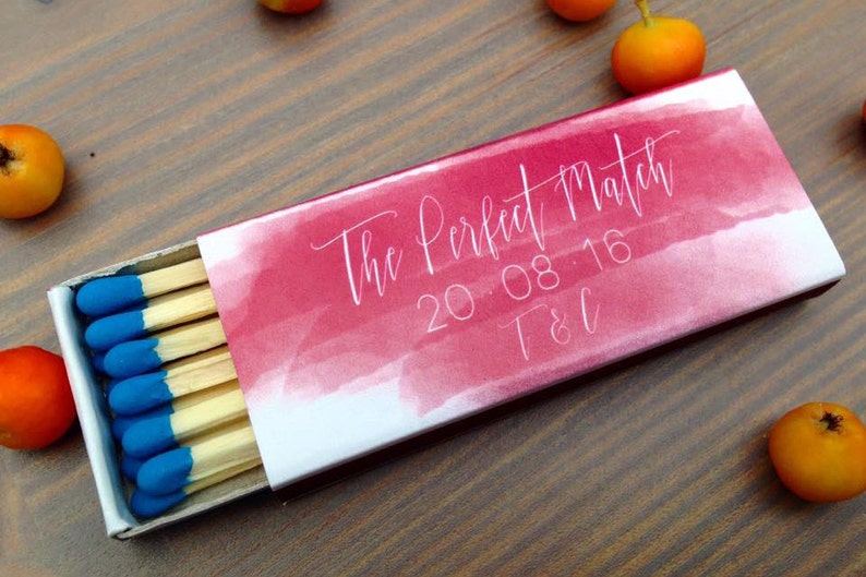 Custom Design Colorful Matchboxes Set of Personalized Watercolor Matchboxes