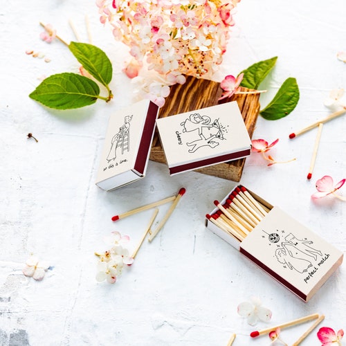 Boîtes d'allumettes personnalisées / Boîtes d'allumettes personnalisées / Croquis / Allumettes personnalisées / Boîtes d'allumettes personnalisées / Cadeaux de mariage en gros / Souvenirs de mariage
