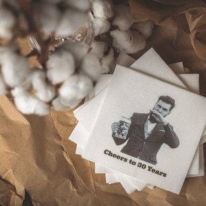 Set di 25 tovaglioli fotografici personalizzati "CHEERS TO 30 YEARS", tovaglioli di carta personalizzati, tovaglioli da cocktail, tovaglioli di compleanno