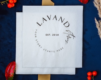 50 Custom Full - color LOGO Napkins / Branded Napkins /Business napkins / Thank you Napkins / cocktail / beverage napkins / Business