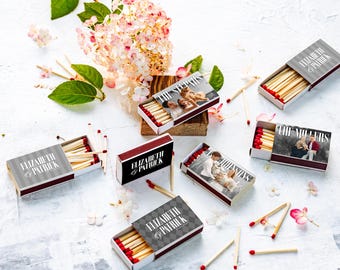 Cajas de cerillas personalizadas con foto para bodas, recuerdos de boda personalizados, obsequios de bienvenida para la fiesta de bodas, bolsas de bienvenida con cerillas personalizadas con tu foto.