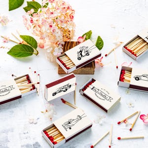 Personalized wedding matchboxes  / matchbox print / custom matchbook / wedding matches / custom art / wedding favours / personalized matches