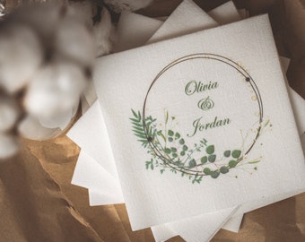 Set of 25 Soft linen like napkins with custom design, Personalized paper napkins, COCKTAIL napkins, Birthday napkins, Wedding napkins