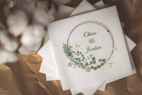 Set of 25 Soft linen like napkins with custom design, Personalized paper napkins, COCKTAIL napkins, Birthday napkins, Wedding napkins