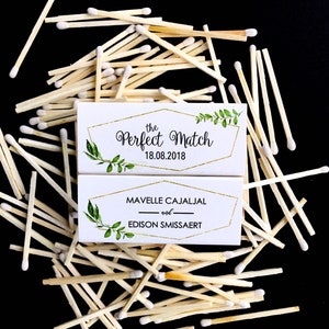 Set of Personalized Floral Wedding matchboxes -  "The Perfect Match" Matchboxes