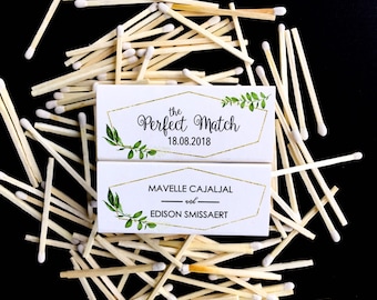 Set of Personalized Floral Wedding matchboxes -  "The Perfect Match" Matchboxes