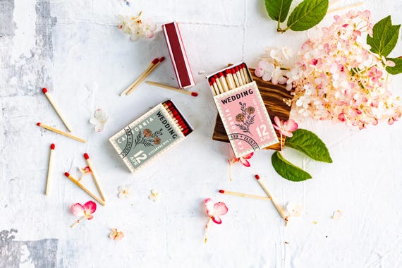 Personalized matchbox / Custom design matchboxes / matchbook art / custom matches / Postmark design / wedding matches / match box / favor