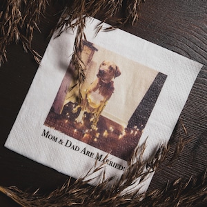 50 DOG WEDDING napkins / Mom and dad are getting married /  Dog photo napkins / Cat photo napkins / Beverage napkin /  Dog wedding favor