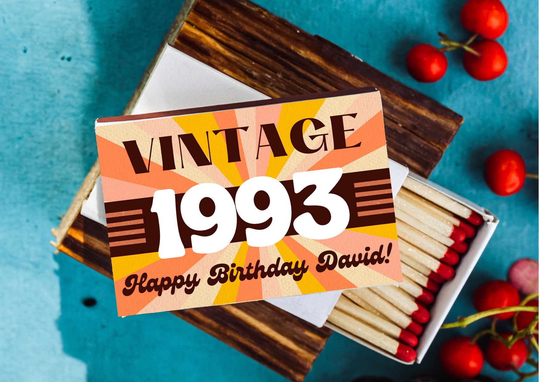 Vintage Birthday matches / Custom happy birthday matchboxes / Bulk birthday favor / birthday gift / party decorations / party favor or guest