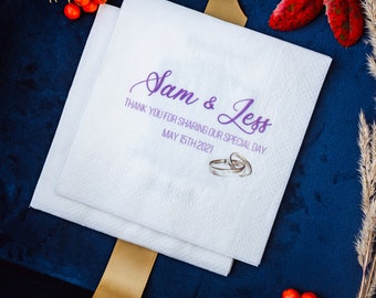 50 Servilletas de boda / Servilletas de cena de agradecimiento / Servilletas personalizadas / Servilletas de cóctel / Servilletas personalizadas / Tarjeta de agradecimiento de boda personalizada