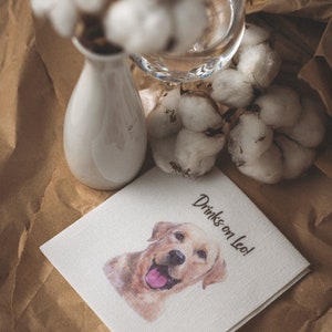 Set di 25 morbidi tovaglioli da sposa "DRINKS ON DOG" con foto, tovaglioli di carta personalizzati, tovaglioli da cocktail, tovaglioli di compleanno