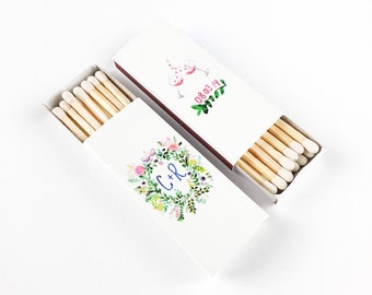 Floral Design Handwritten Matchboxes - Monogram Floral Design Matchboxes