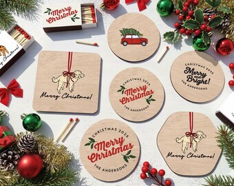 Set di sottobicchieri rustici natalizi / Decorazioni natalizie / Regalo invernale perfetto per la casa e gli amici / Regalo di Natale / Decorazione da tavola personalizzata