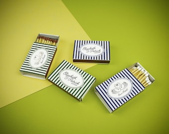 Cajas de cerillas personalizadas para bodas - Diseño elegante para bodas - Cajas de cerillas a medida - Cerillas para bodas - Cajas de cerillas - Recuerdos de boda