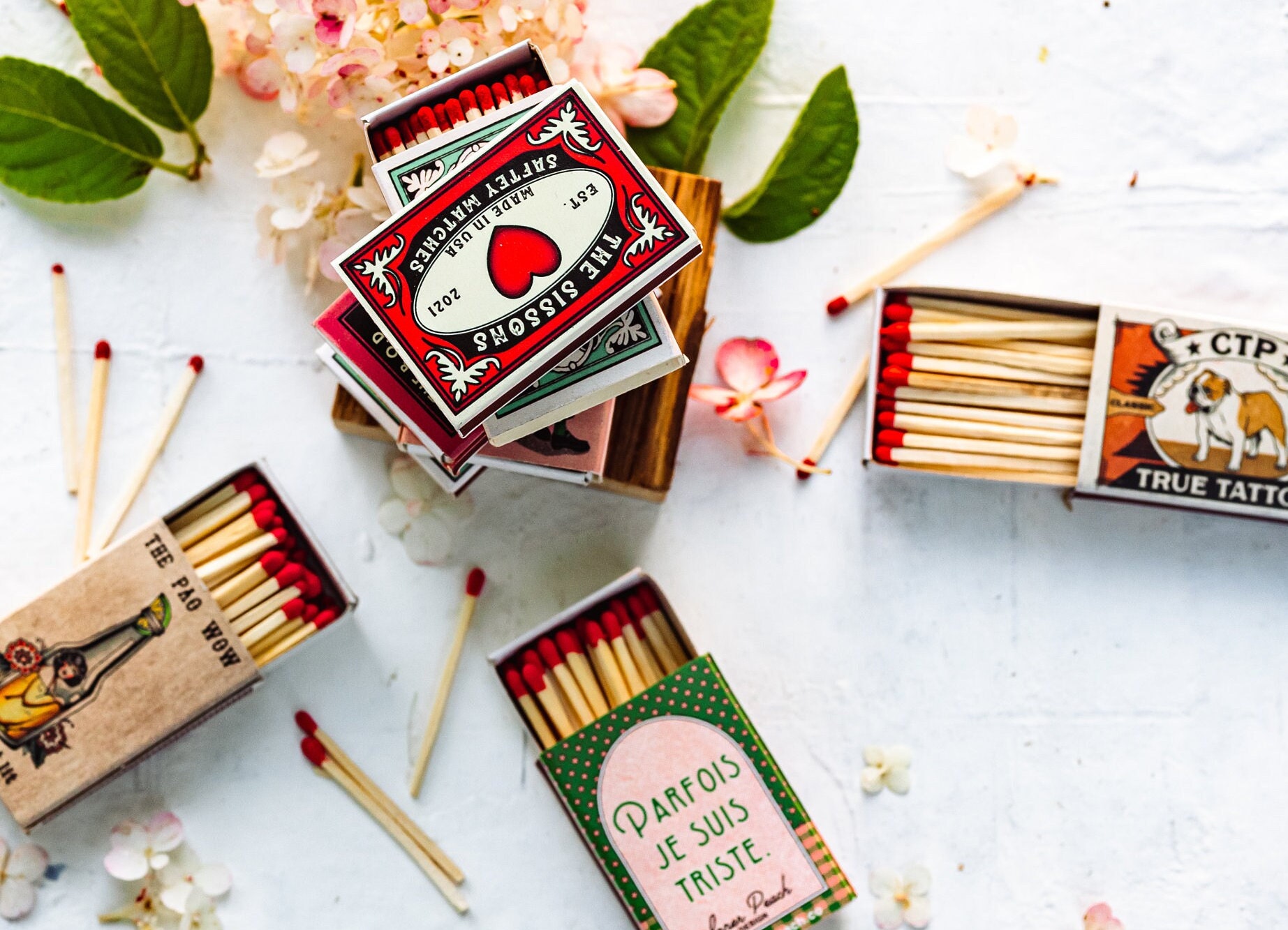 Bulk Custom Vintage Matches - Personalized Matchboxes -  Favor Matchboxes - Vintage Decor - Bridal Shower - Boho wedding - Rustic wedding