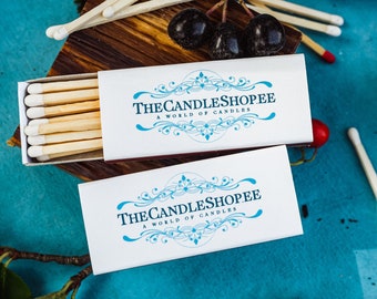 Set of CANDLE SHOP Logo matchboxes / Marketing Matches / Custom Matches / Personalized Matchbox / Candle shop owner matches /  Promotional