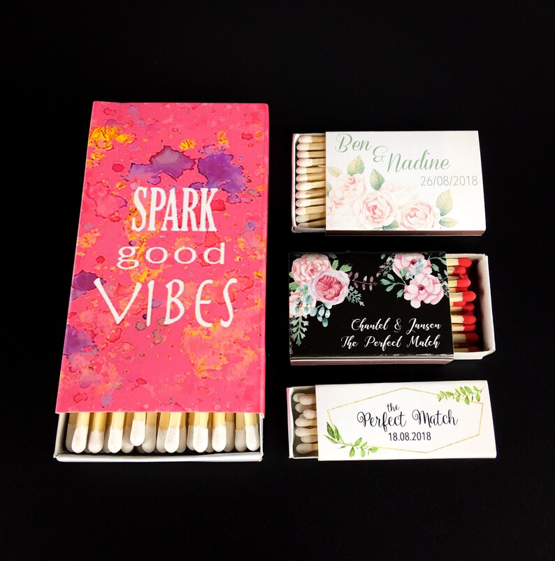 Custom Design Colorful Matchboxes Set of Personalized Watercolor Matchboxes