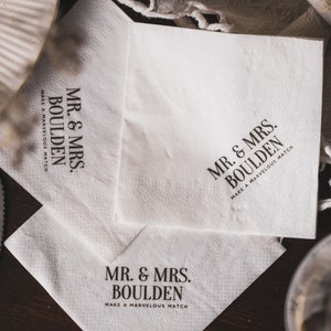 50 Personalized Napkins / Mr & MRS make a marvelous  match / Photo napkin / Custom napkins / Wedding favor / cocktail napkins