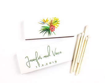 Set of Custom Floral Wedding matchboxes -  "Hawaii" Style Matchboxes