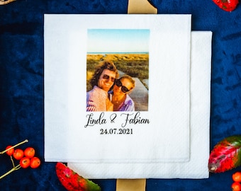 50 WEDDING PHOTO napkins with personalisation / Couples gifts  /  Custom serviette  / Beverage napkins/ Wedding decoration / cocktail hour