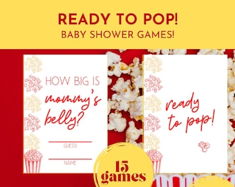 ¡Listo para explotar! Juegos de Baby Shower - Imprimible, Mínimo, 15 Juegos Formato 8x11 y 5x7