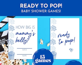 Juegos para Baby Shower Azules: Listos para Estallar, 15 Juegos Imprimibles (Descarga Digital)