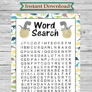 Dinosaur Boy Birthday Party Digital Instant Download Printable Game
