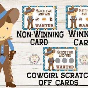 Cowboy Set of 16 Scratch Off Cards Boys Party Bachelorette Baby Shower Party Games