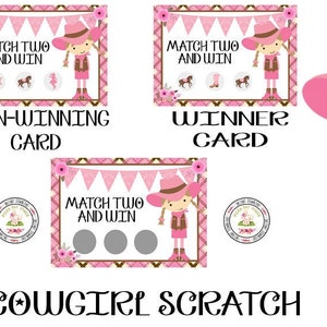 Cowgirl Set of 16 Scratch Off Cards Girls Party Bachelorette Baby Shower Party Games