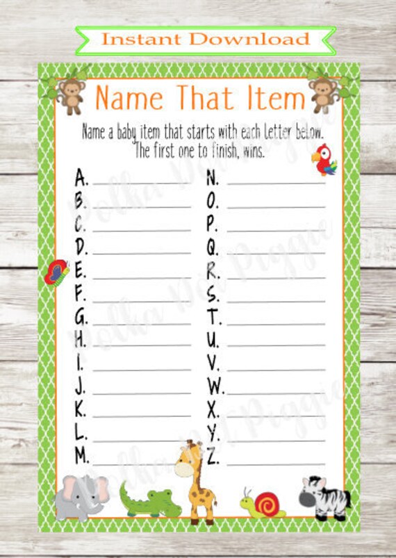 Safari Cute Jungle Animals Name That Item Baby Shower Game - Etsy Safari Cute Jungle Animals Name That Item Baby Shower Game - Etsy