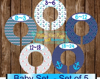 Nautical Themed Baby Closet Organizing Dividers - Assembled