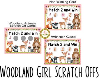 Woodland Girl Set of 16 Scratch Off Cards Girls Party Bachelorette Baby Shower Party Games