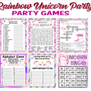 Magisches Regenbogen Einhorn Party Spiel 6er Set Geburtstagsparty Spiel Junggesellinnenabschiene Baby Shower Digital printable Instant Download