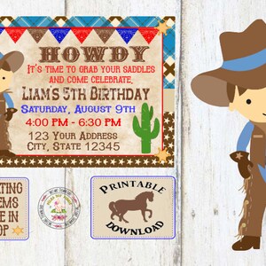 Cowboy Western Personalizzato Compleanno Invito Stampabile Digitale