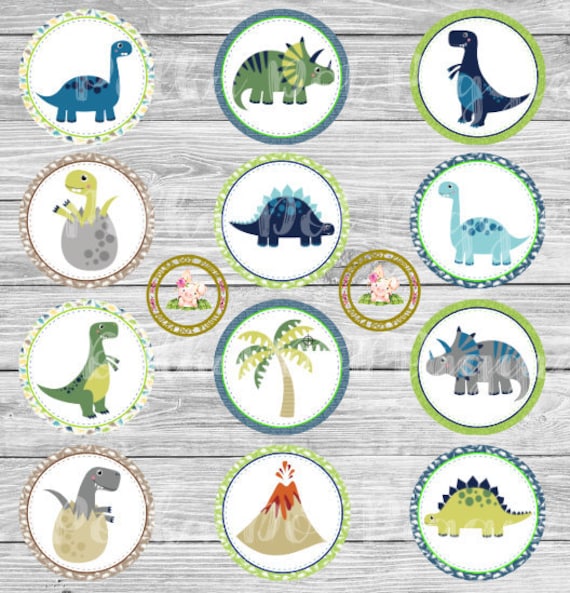 Dinosaur Cupcake Toppers Party Printables Digital Downloads Etsy