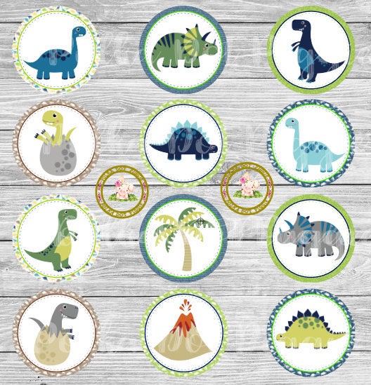 Dinosaur Cupcake Toppers Party Printables Digital Downloads - Etsy