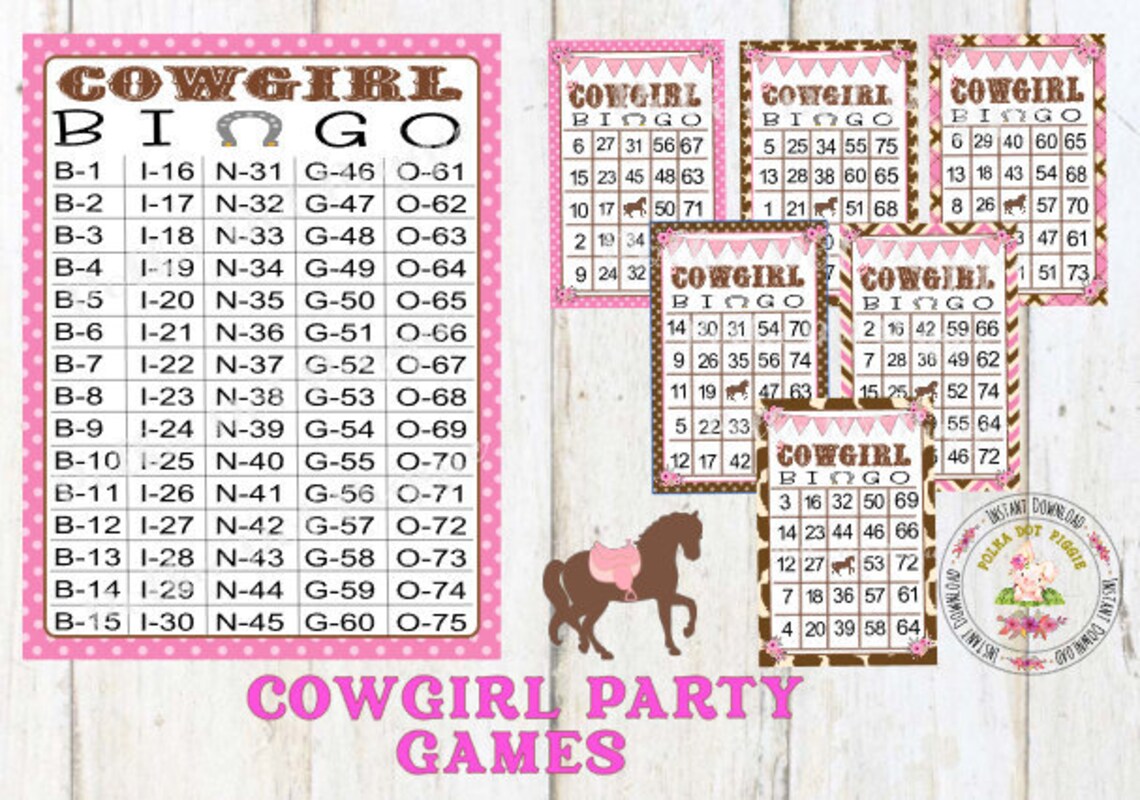 Cowgirl Bingo Birthday Party Bachelorette Party Baby Shower Wedding ...