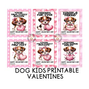 Dog Puppy Kid Valentine Printable Instant Download School Valentine Cards Valentine