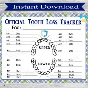 Verloren tand tracker certificaat jongen tandenfee direct afdrukbare download