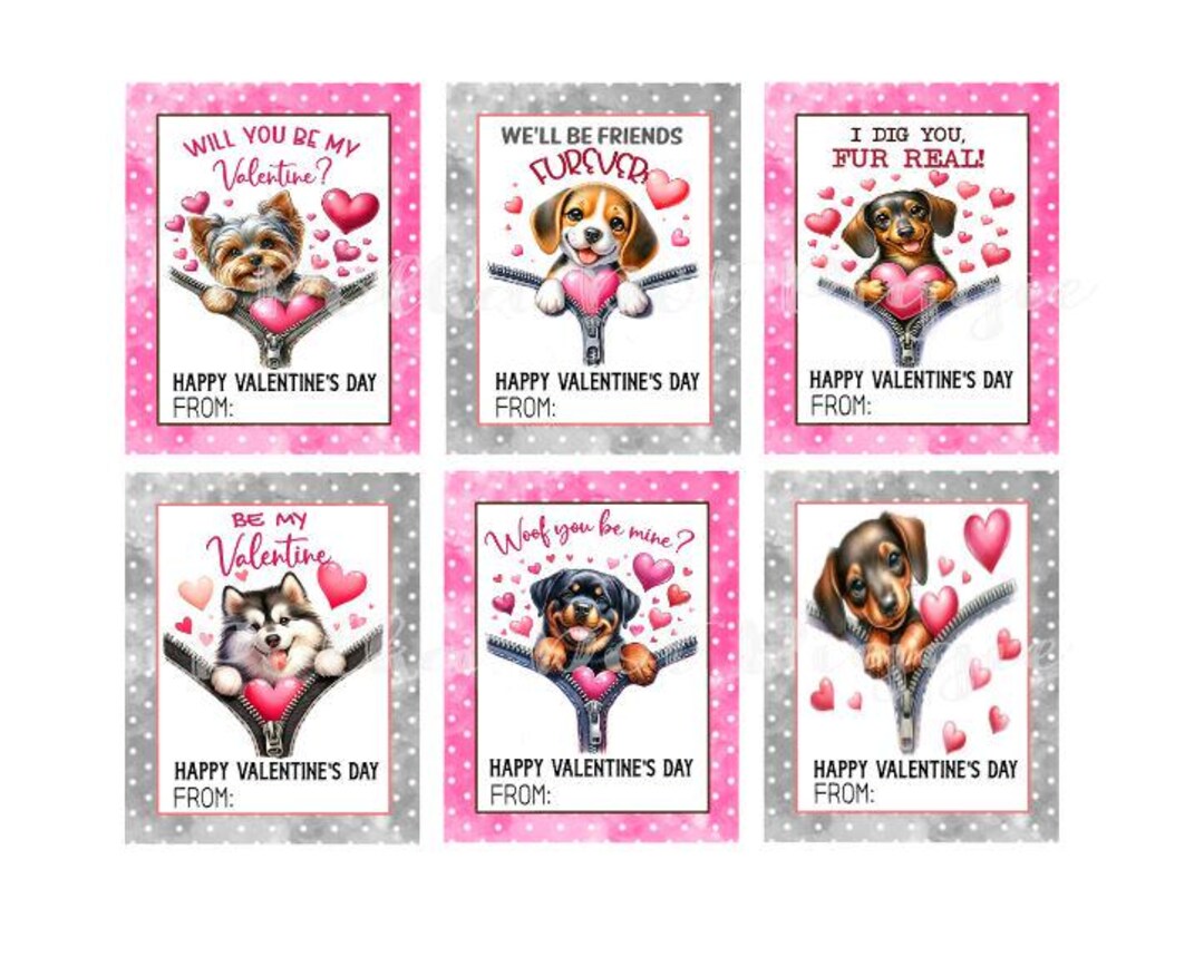 Cute Puppy Dog Kid Valentine Printable Instant Download School ...